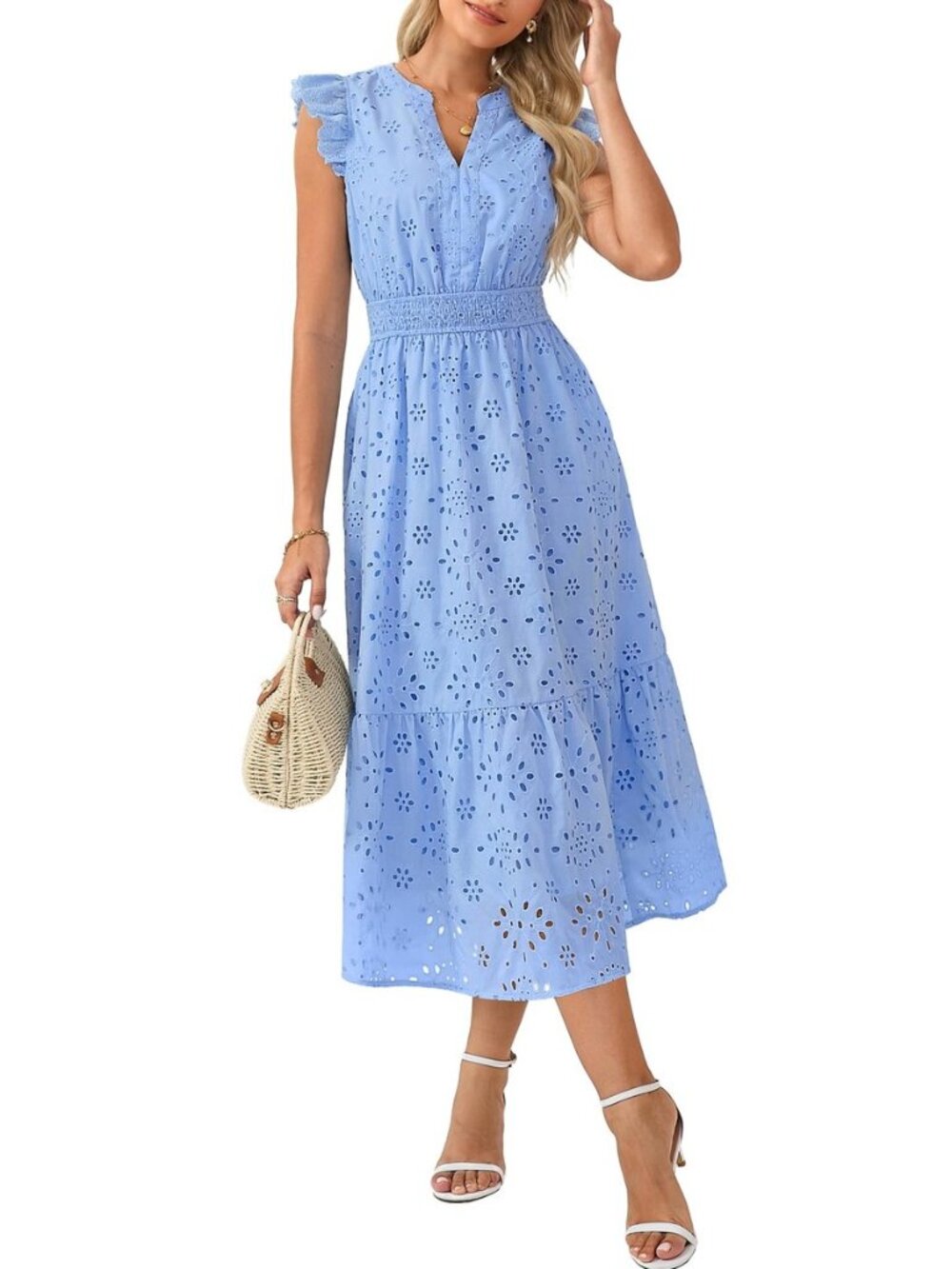 Womens Summer Maxi Eyelet Boho Beach Dresses 2026